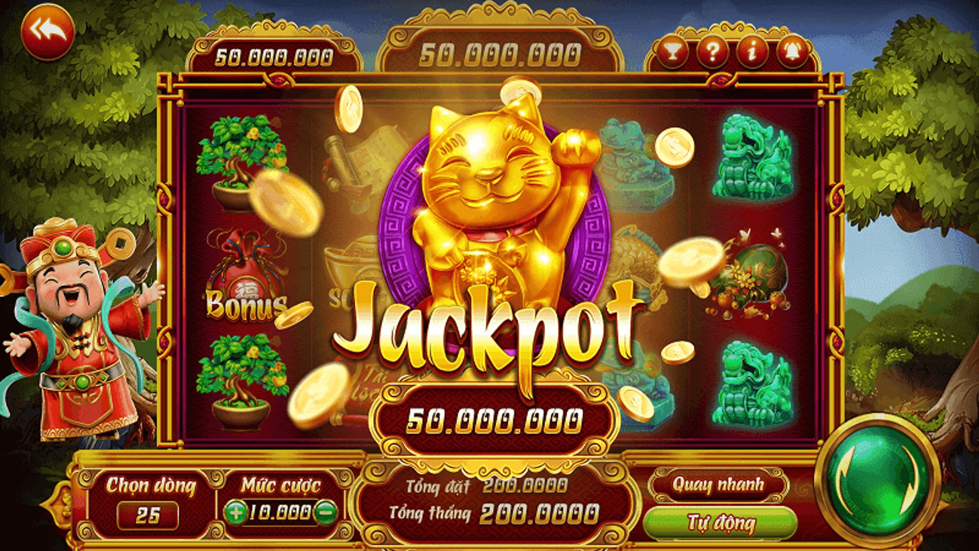 Trò chơi Slot hấp dẫn tại manclub với biểu tượng jackpot và tiền vàng
